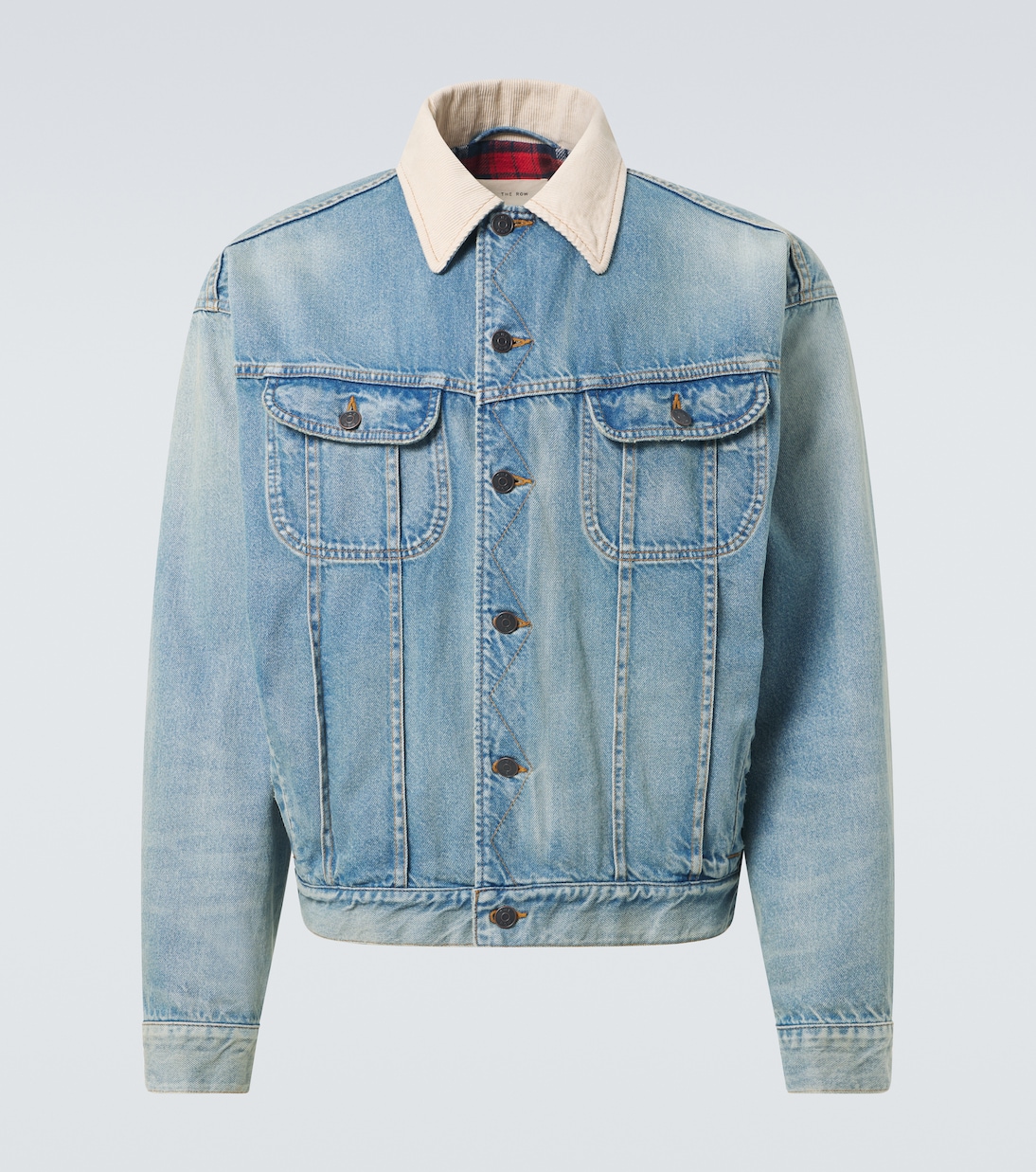 

Куртка из денима с отделкой из вельвета Joret The Row, Light Indigo