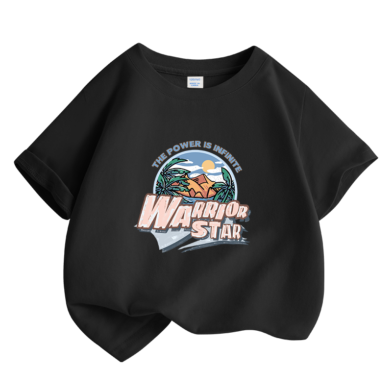 

Футболка для детей с круглым вырезом тонкая WARRIOR, черный/h island