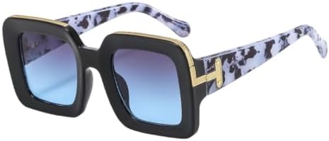 

Крупные солнцезащитные очки для женщин, модные квадратные очки с градиентным переходом, толстые солнцезащитные очки для женщин с защитой от УФ-излучения UV400 MTZJH, Black Gray Blue