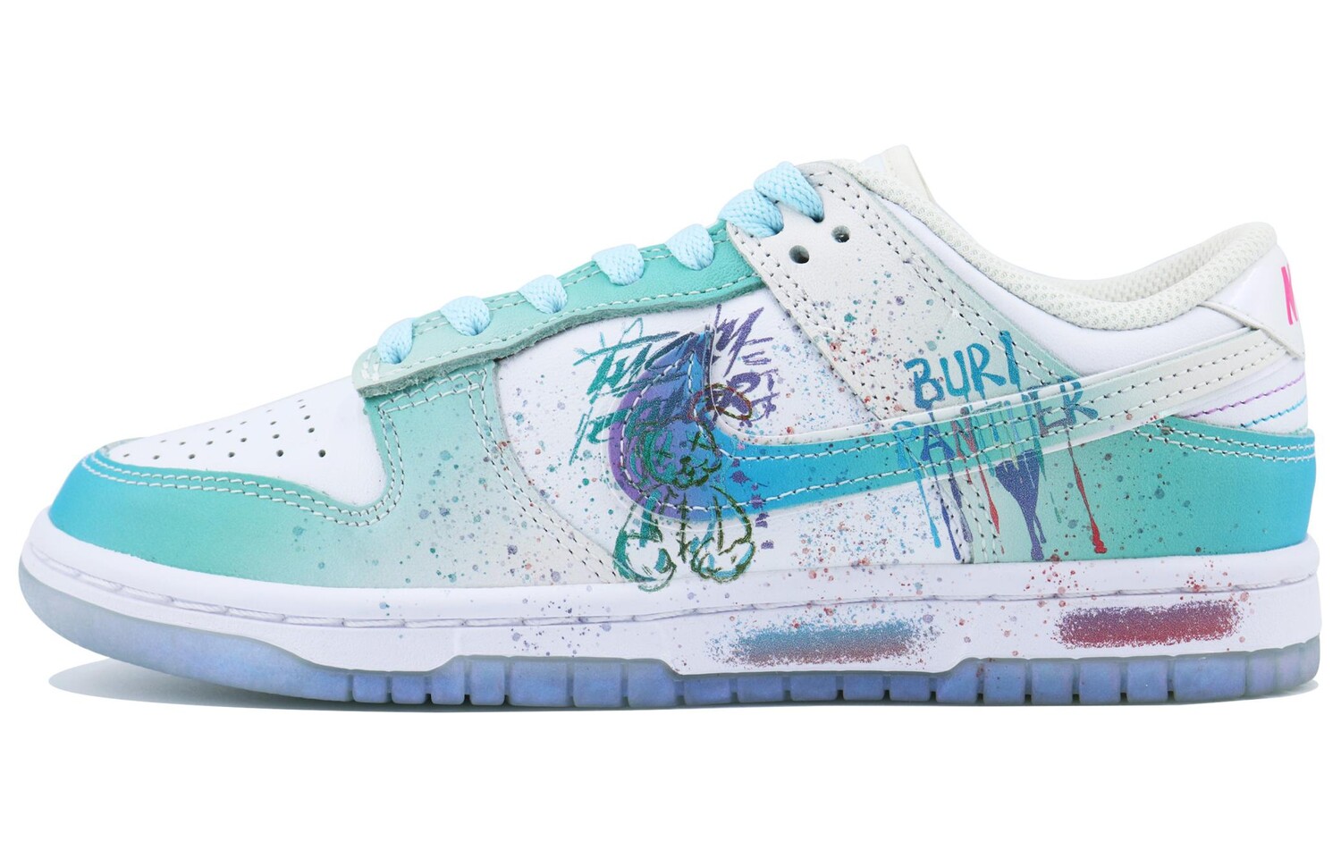 

Кроссовки Nike Dunk Skateboarding Shoes Women's Low-top Green/purple, белый