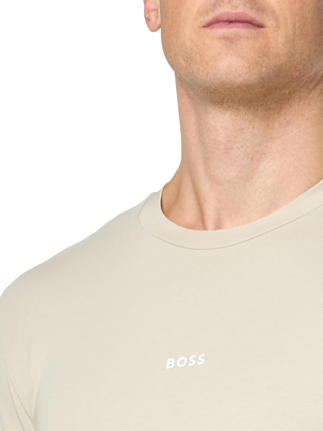 Мужская хлопковая рубашка BOSS с логотипом на груди, стандартного кроя, с длинным рукавом, Oat Cream — фото 3