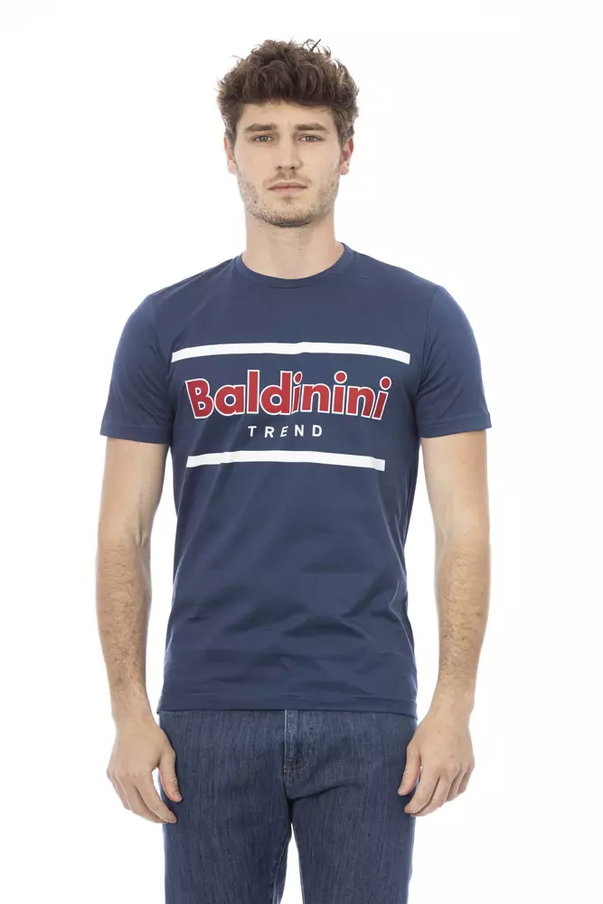 

Синяя хлопковая мужская футболка Baldinini Trend