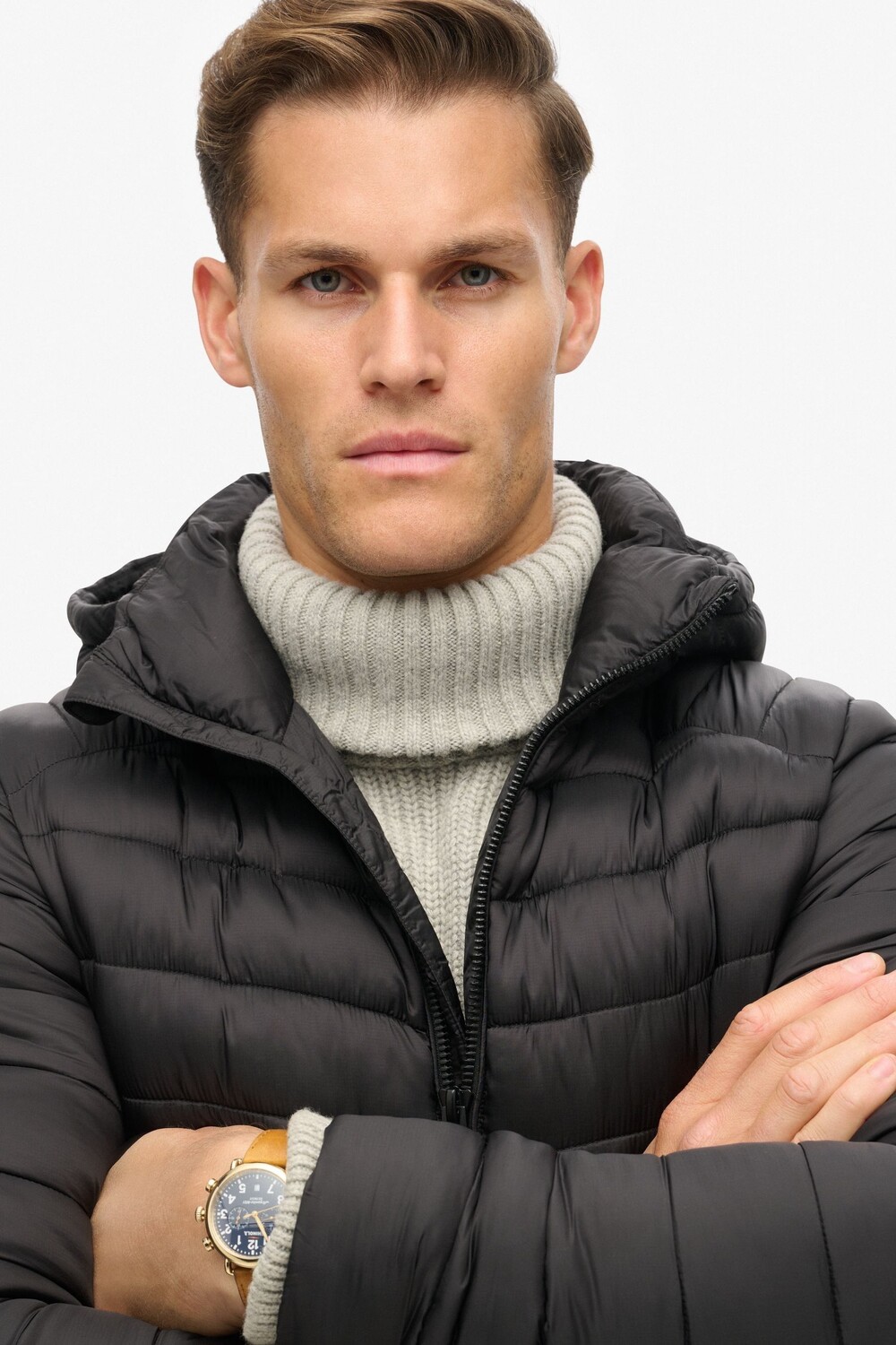 Спортивная куртка стеганое пальто Fuji с капюшоном Superdry, черный — фото 4