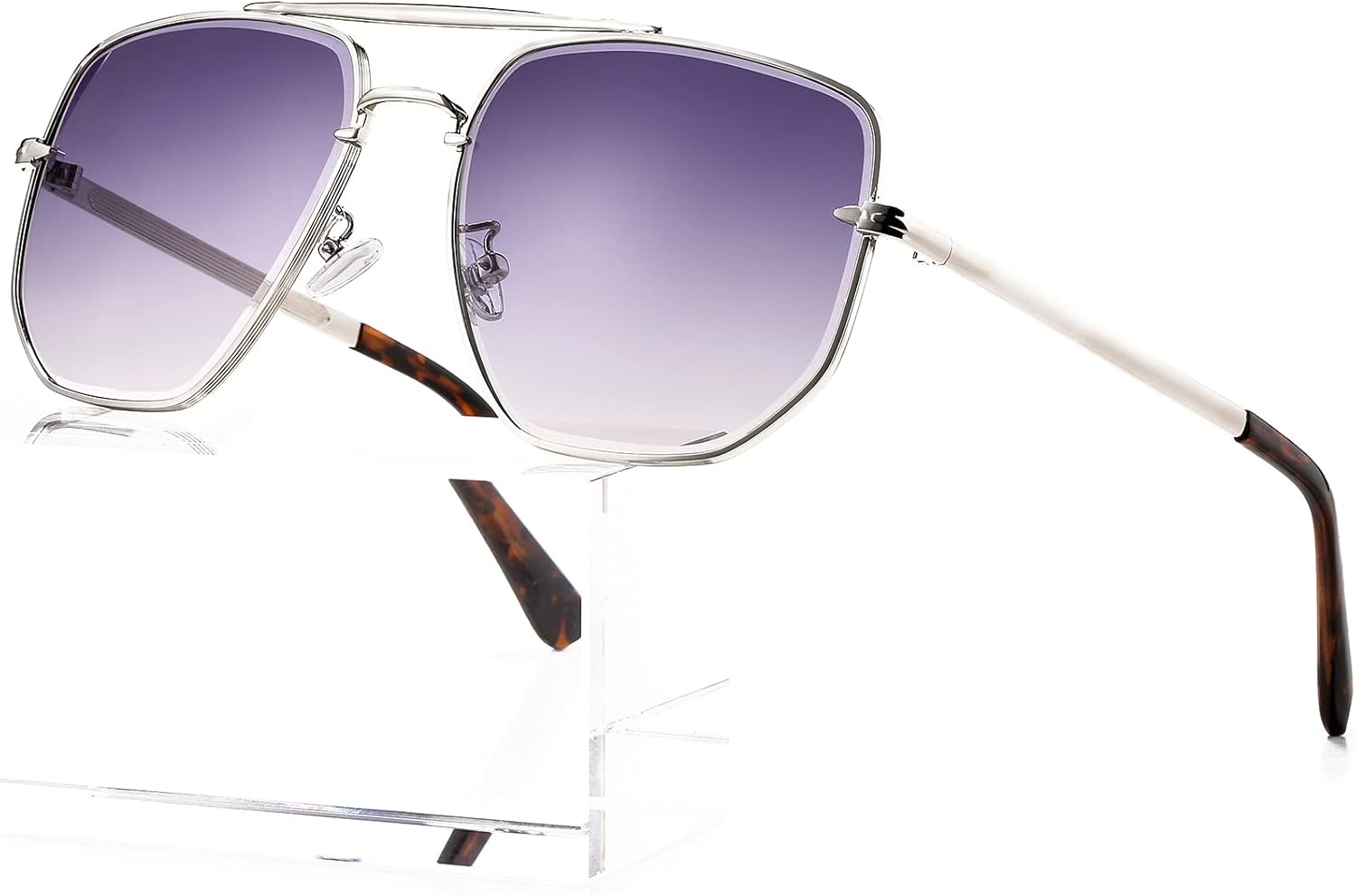 

Солнцезащитные очки-авиаторы увеличенного квадратного размера AIEYEZO для мужчин и женщин, модные винтажные солнцезащитные очки, классические очки-пилот с градиентным переходом цвета, Silver/Grey Gradient