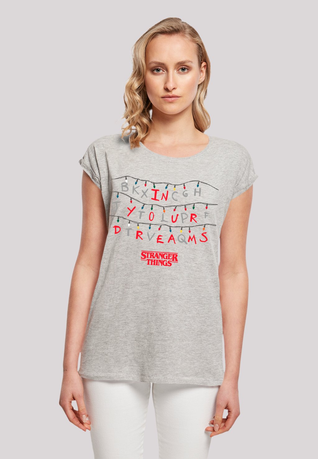 

Футболка с принтом STRANGER THINGS IN YOUR DREAMS NETFLIX TV SERIES F4NT4STIC, серый