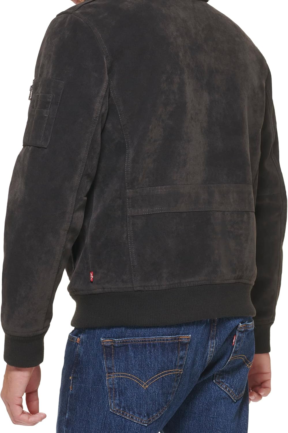 Мужская куртка-бомбер Levi's из искусственной замши, Charcoal Faux Suede Sherpa Collar — фото 2