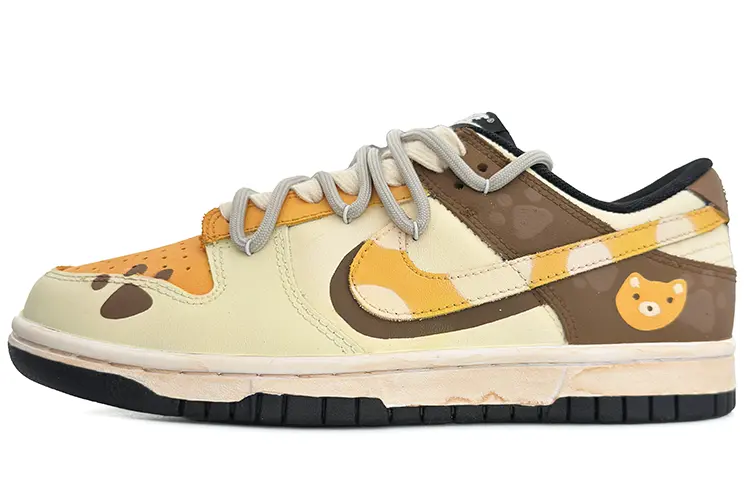 

Кроссовки Nike Dunk Skateboarding Shoes Men Low-top Brown, светло-желтый