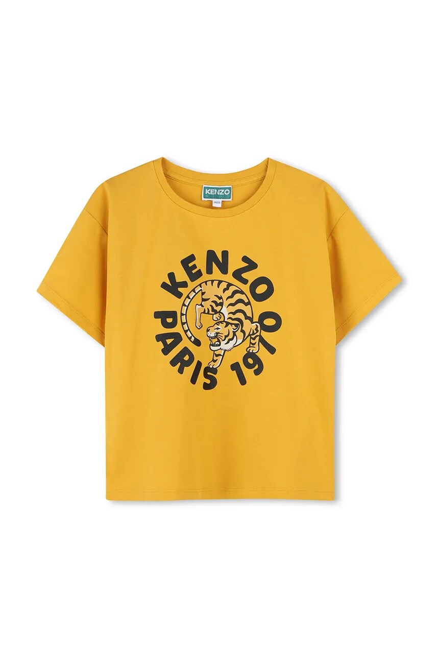 

Детская хлопковая футболка Kenzo Kids, желтый