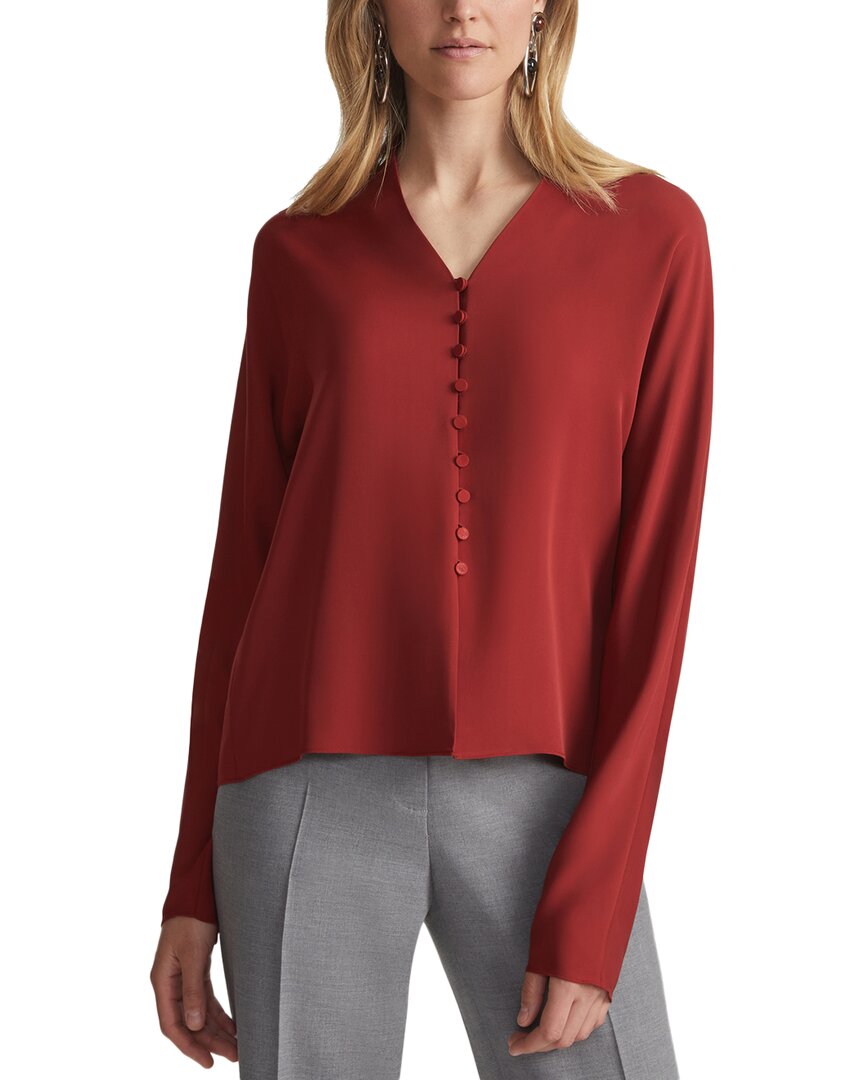 

Лафайетт 148 Нью-Йорк Блузка с V-образным вырезом на пуговицах Lafayette 148 New York, красный