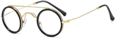 

Популярные модные маленькие круглые солнцезащитные очки для женщин в винтажном стиле металл-панк, мужские очки с прозрачными линзами и защитой от УФ-излучения UV400 MTZJH, Black Clear