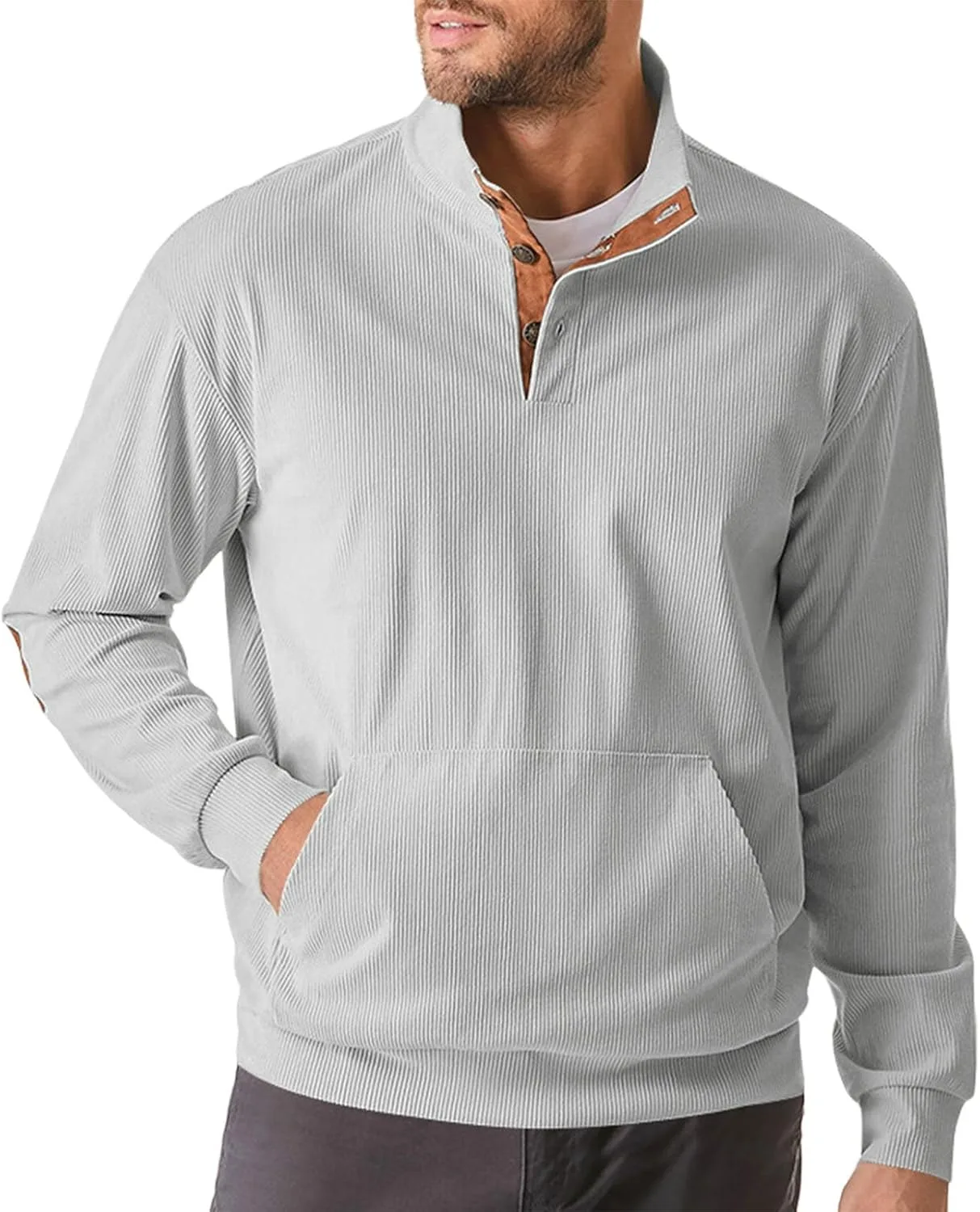 

Мужской кардиган на четверть пуговицы с длинным рукавом и карманом