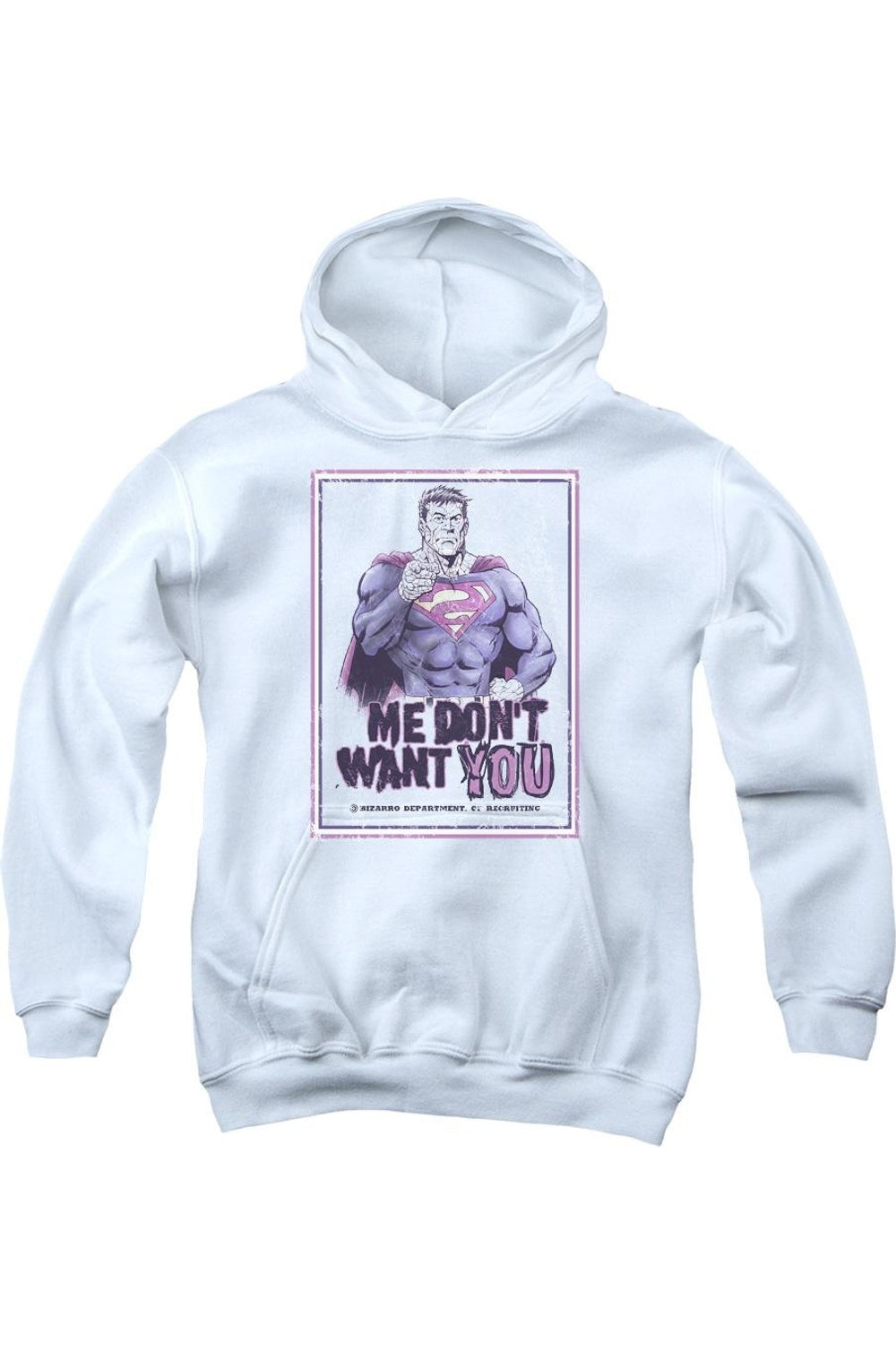 

Супермен не хочет тебя худи с капюшоном для молодежи Gildan, белый