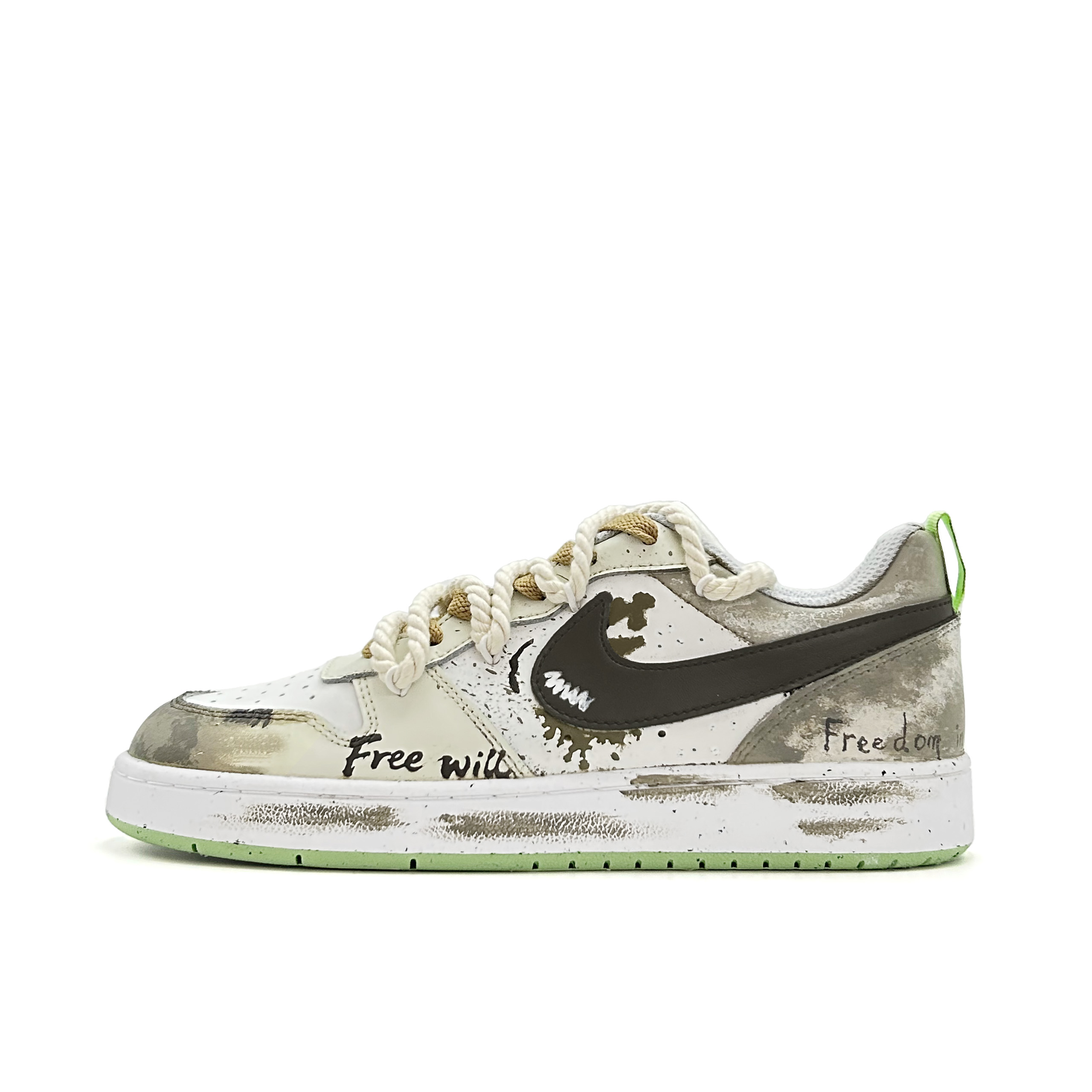 

Nike Детские кроссовки для скейтбординга Court Borough Ash Dust с нескользящей подошвой, устойчивые к истиранию, белые, для подростков