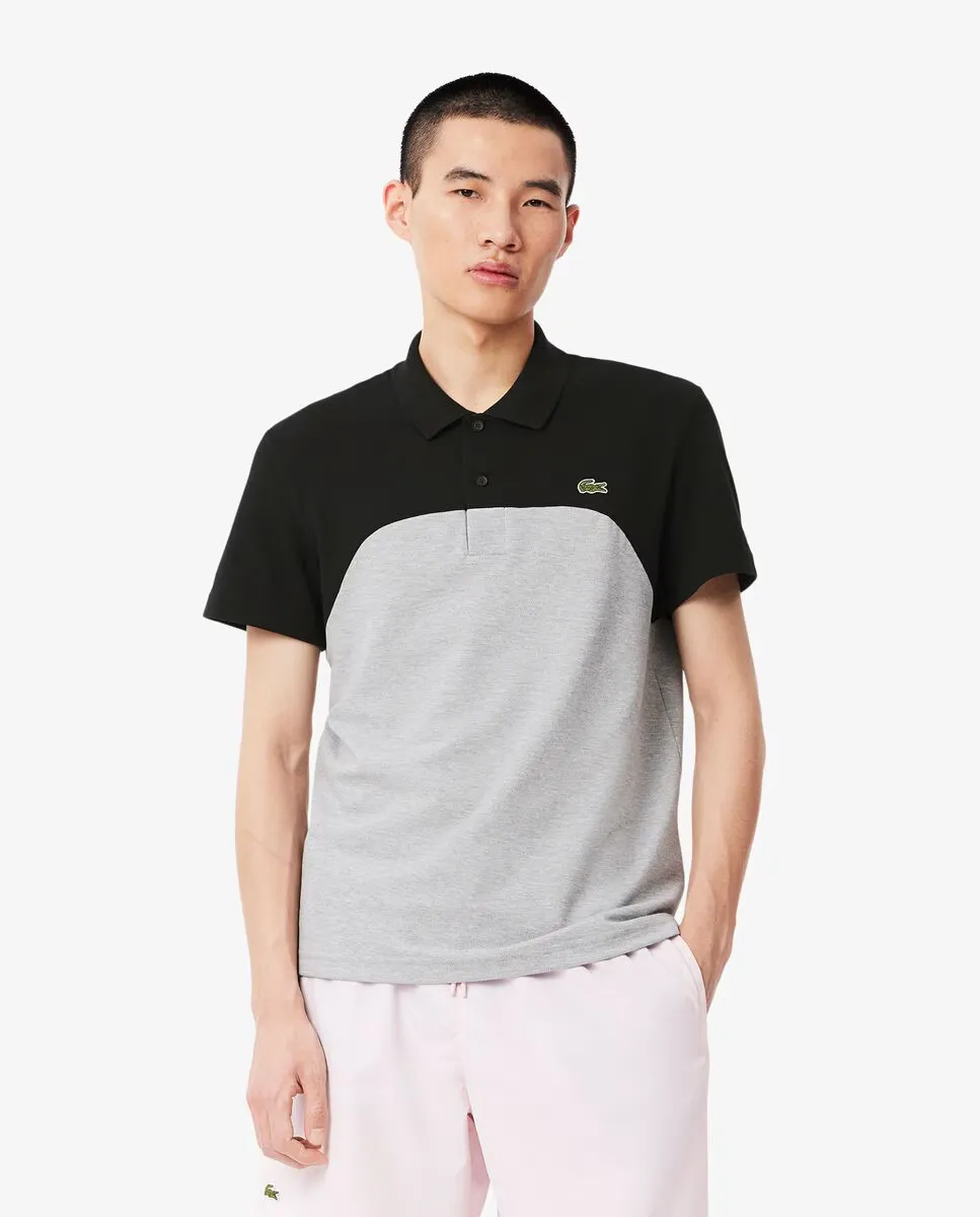 

Мужская поло классического кроя с цветными блоками Lacoste, светло-серый