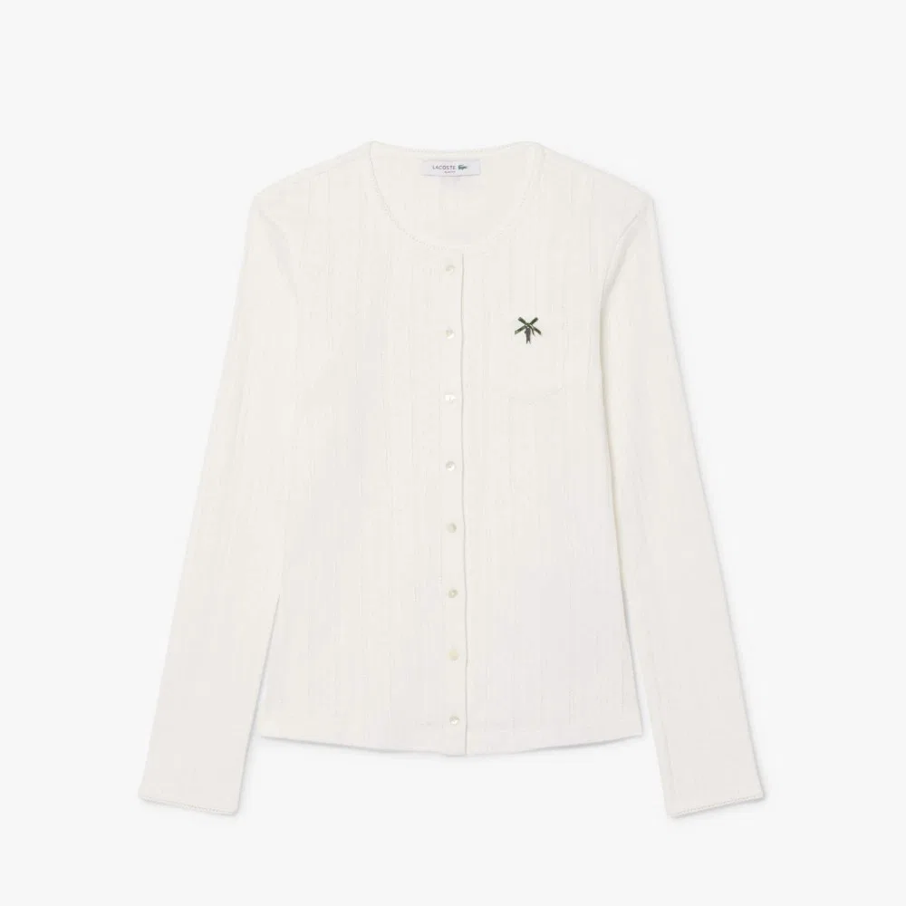 Кардиган Lacoste Ажурный с бантом, Офвайт