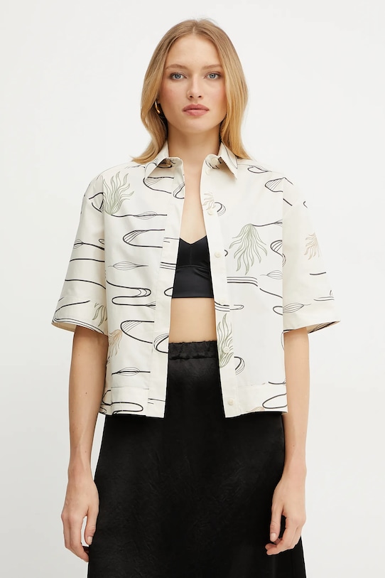 

Хлопковая рубашка MM by Max Mara, бежевый