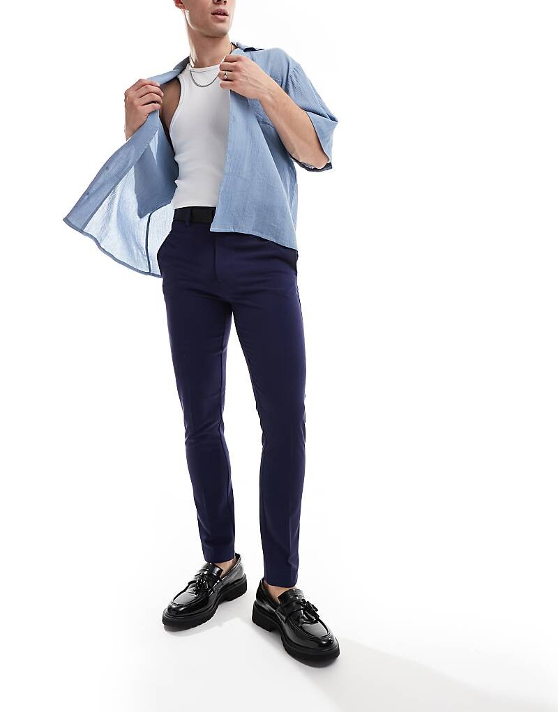

ASOS DESIGN – Темно-синие элегантные брюки очень облегающего кроя