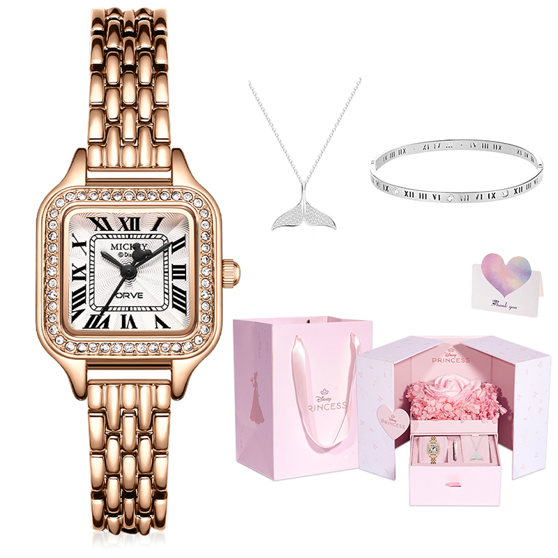 

Disney Часы с кварцевым механизмом, женские, на сплавовом ремешке, серебристый циферблат