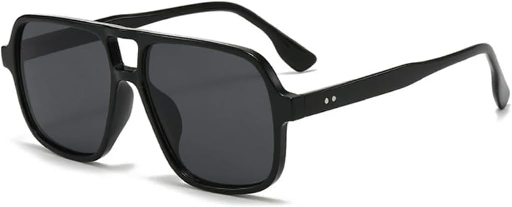 

Женские солнцезащитные очки в стиле ретро с двойной перемычкой, модные очки с леопардовым принтом, трендовые мужские очки с заклепками, конфетные цвета, защита от УФ-излучения UV400 UUPTTPL, Black Grey