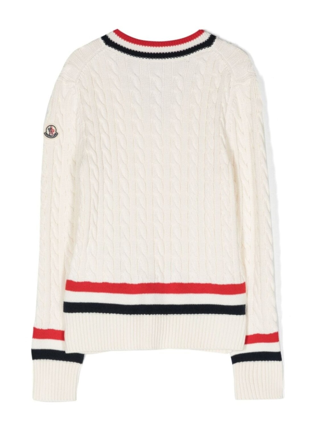 Moncler Enfant джемпер фактурной вязки с V-образным вырезом, нейтральный цвет — фото 2