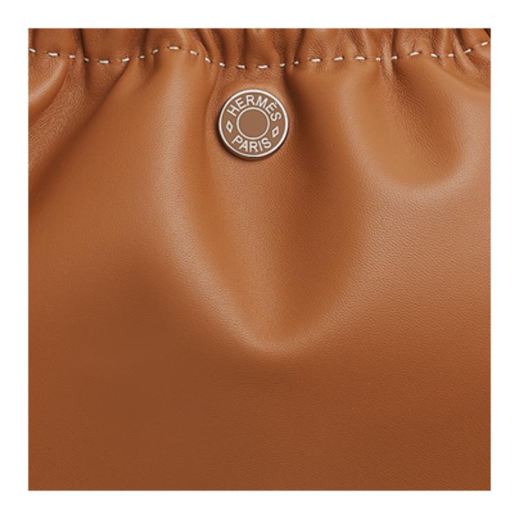 HERMES Клатч из ягненка и свифта женский золотой — фото 3