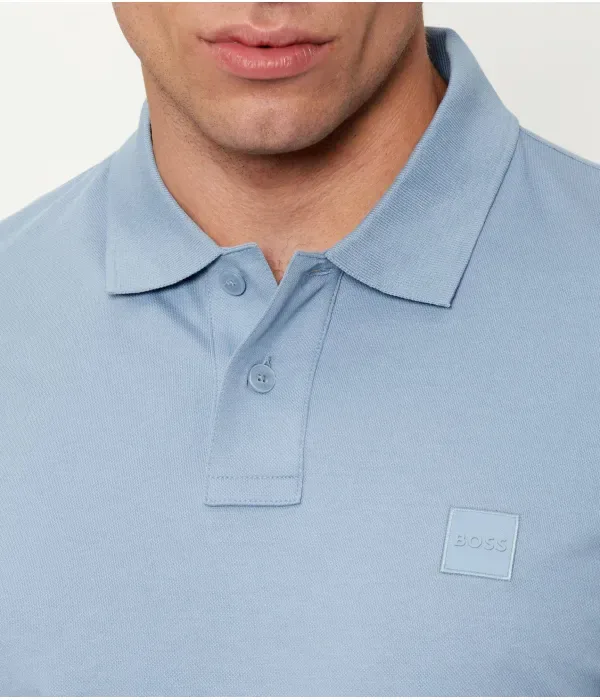 Поло Прохожий slim fit Boss Orange, небесно-голубой — фото 4