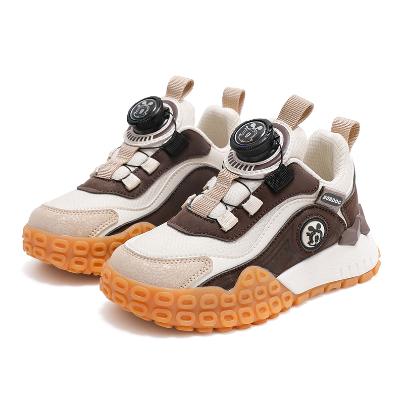Детские повседневные нескользящие кроссовки Kids' BOBDOG, бежевый/коричневый — фото 3