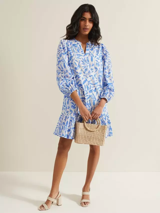 

Платье Phase Eight Hermoine Leaf Print Mini, синий