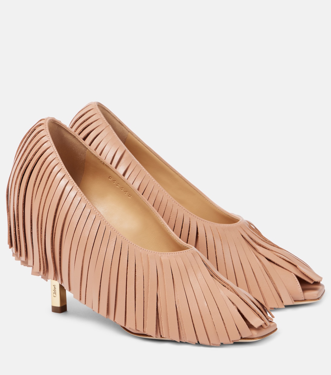 Туфли-лодочки Mona из кожи с бахромой Chloé, Tan Rose