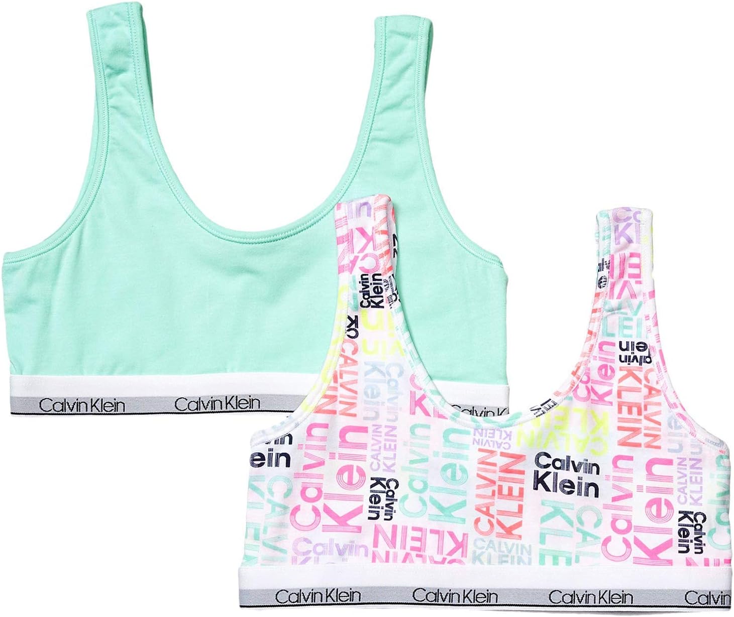 

Комплект из 2 бюстгальтеров-бралеттов Calvin Klein Girls Modern Cotton, Teal/Signature White