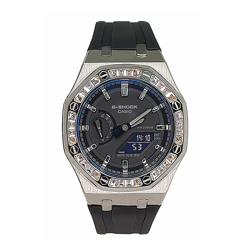 

CASIO Часы Men Liquid Crystal/Analog Dual Display Series 44mm Black Watch, Silver Square Brick Silver Black Warrior