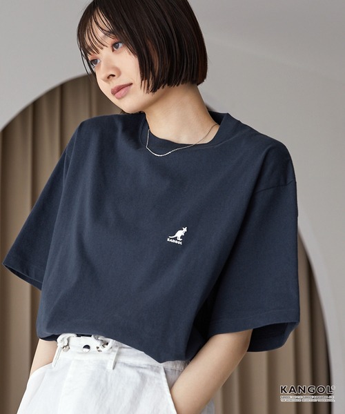 

Футболка оверсайз с коротким рукавом, вышитый логотип KANGOL, темно-синий