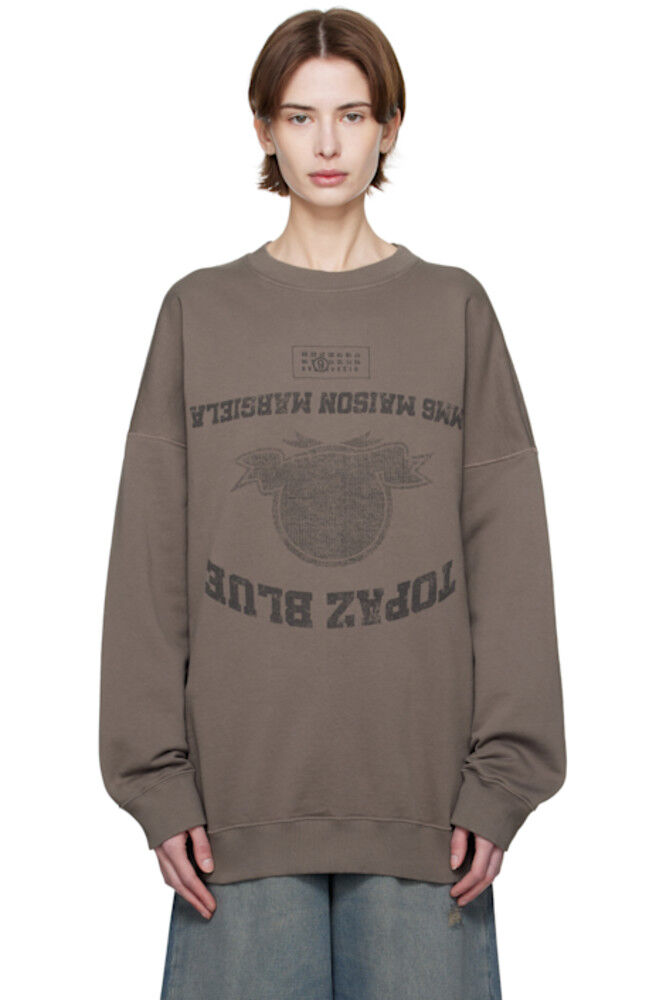 

Коричневый свитшот с принтом MM6 Maison Margiela