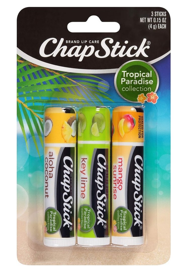 

ChapStick, 3 упаковки увлажняющих бальзамов для губ, Тропический рай