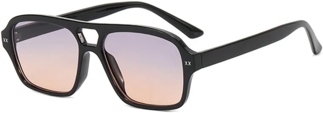 

Классические винтажные солнцезащитные очки с двойной перемычкой для женщин и мужчин, ретро-стиль, модные очки для вождения, путешествий, защита от УФ-излучения UV400 VVTWSSW, Black Gray Orange