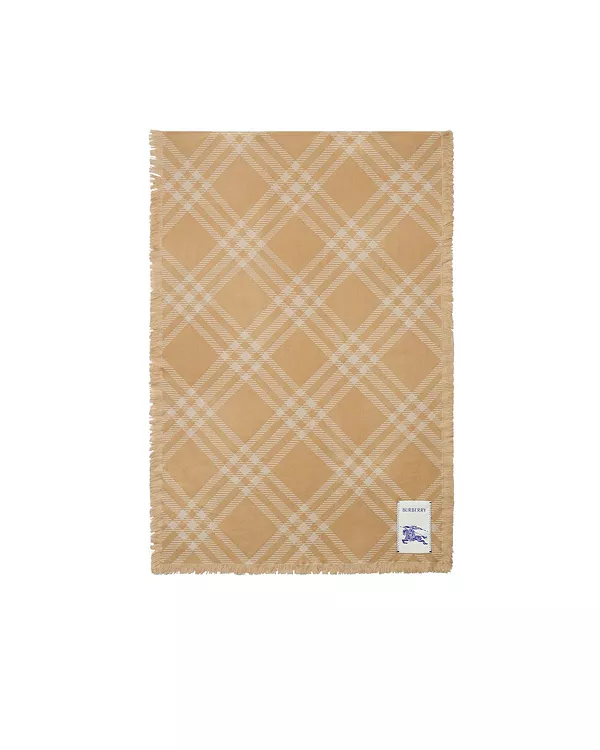

Широкий клетчатый шерстяно-шелковый шарф Burberry, коричневый