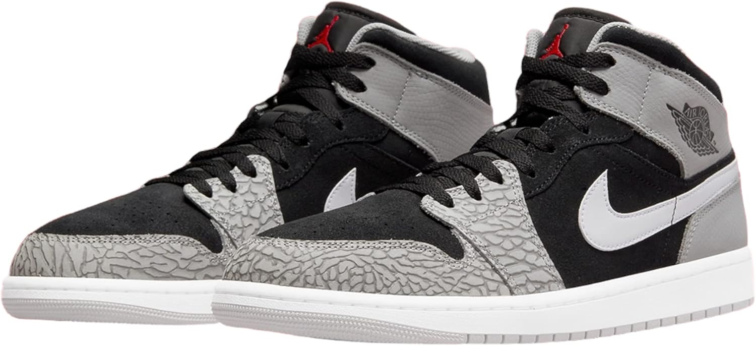 Мужские кроссовки Nike Air Jordan 1 Mid SE, белый/черный/красный — фото 3
