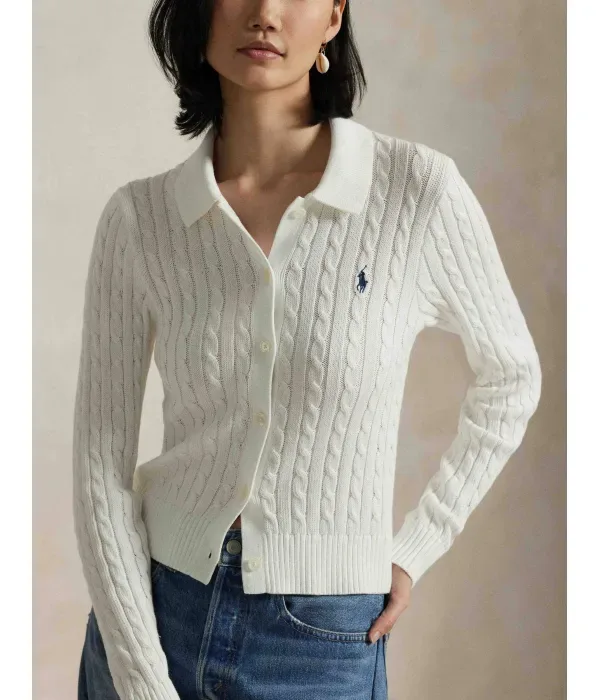 Кардиган slim fit Polo Ralph Lauren, белый — фото 4