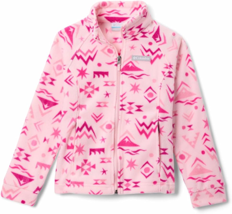 Детская флисовая куртка Columbia Kids Benton Springs II с принтом, Satin Pink Peaked — фото 4