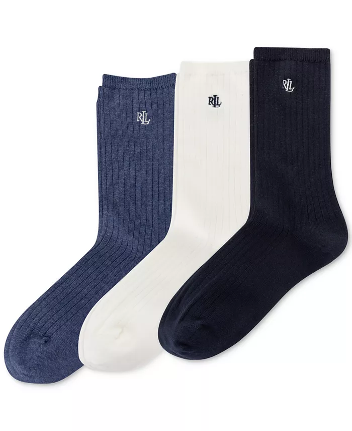 

Женские классические ребристые носки для брюк, 3 пары Lauren Ralph Lauren, синий