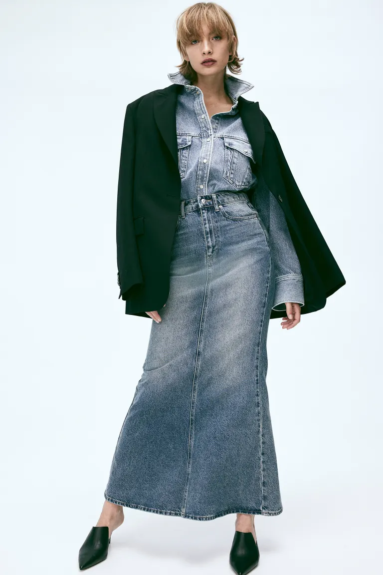 

Джинсовая юбка кроя «русалка» H&M, синий