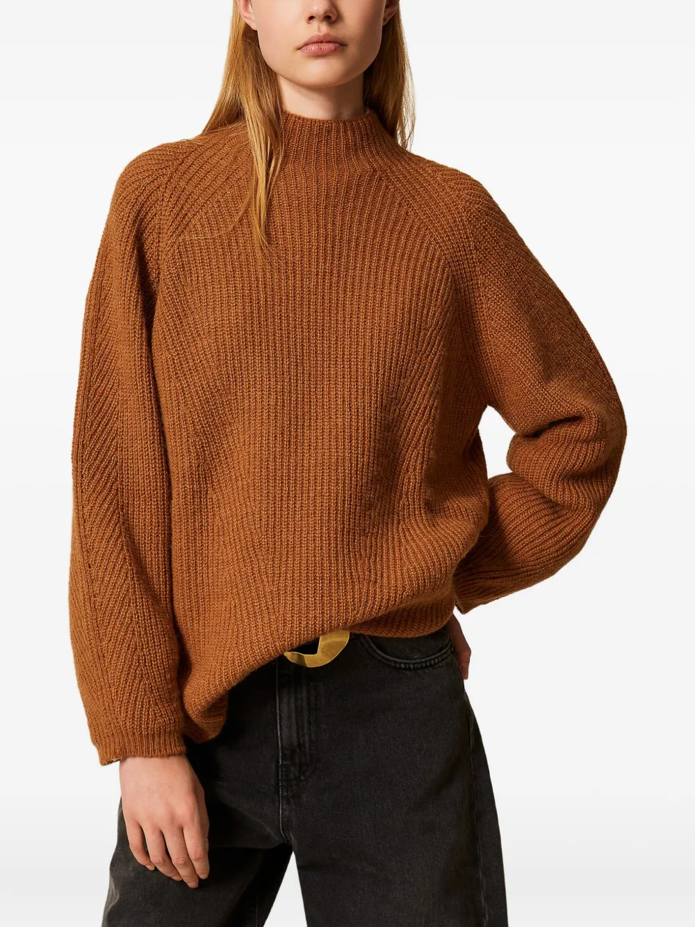 

Свитер с воротником-гольф Twinset, коричневый