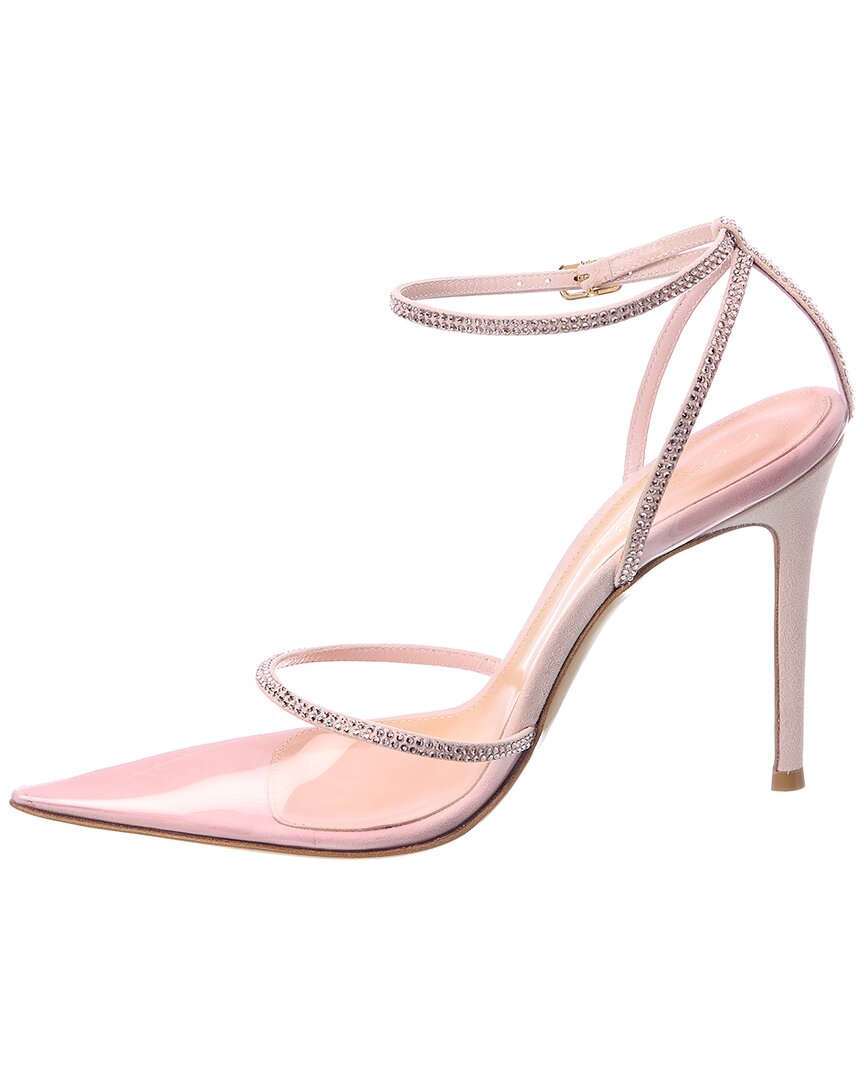Туфли Gianvito Rossi Crystal Sabin 105 из плексигласа и замши, розовый — фото 2