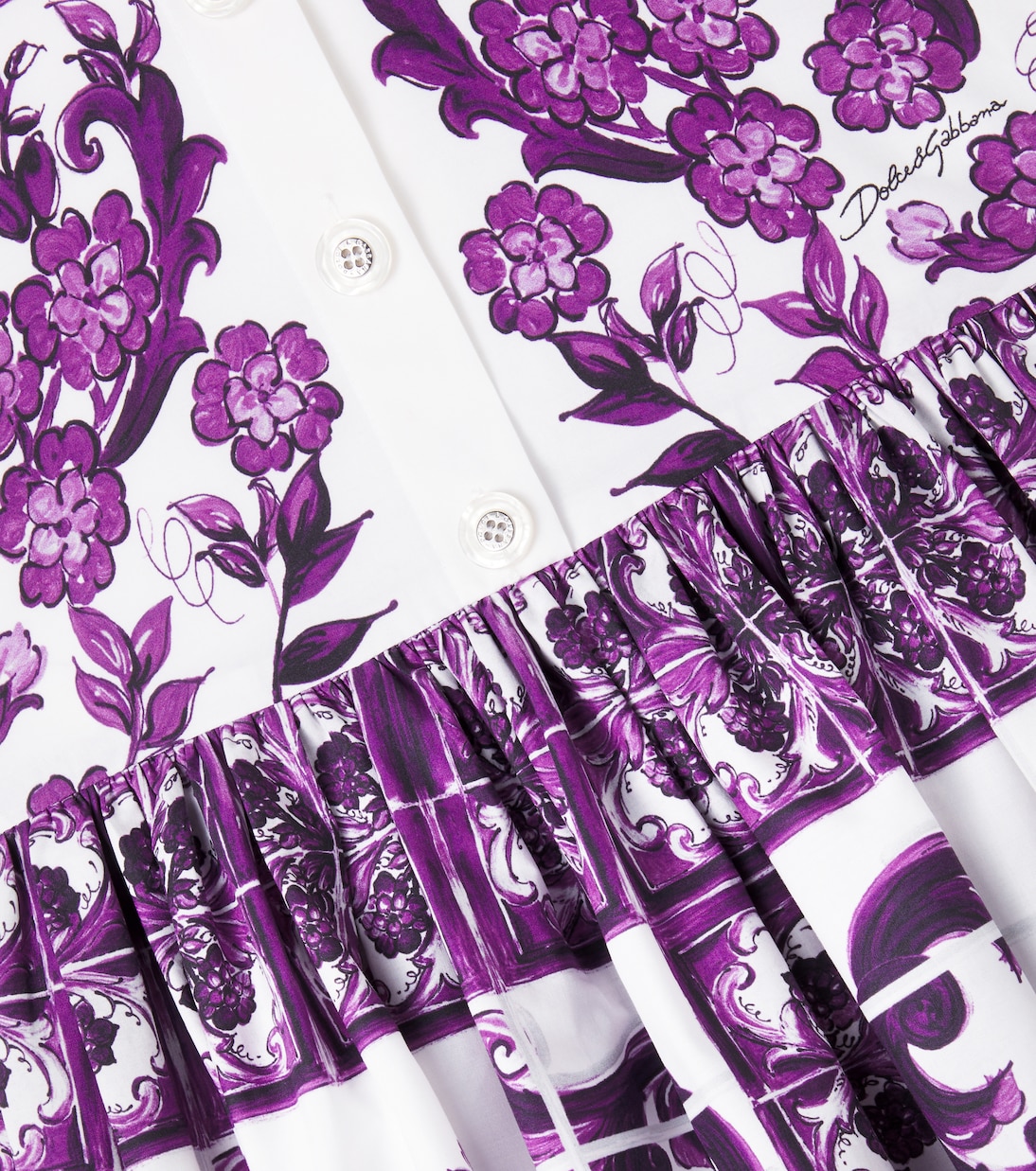 Платье из хлопкового поплина майолика Dolce&Gabbana Kids, Mix Maiolica Viola — фото 3