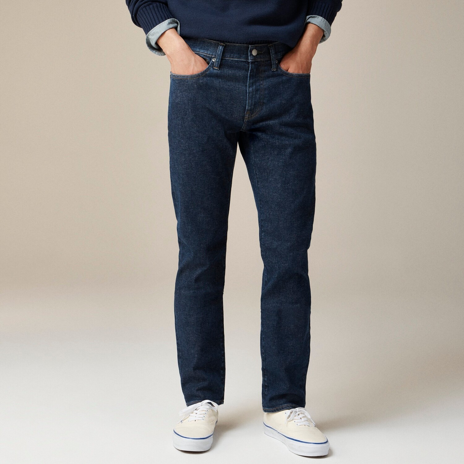 

484 облегающие джинсы-стрейч средней степени стирки J.Crew, синий