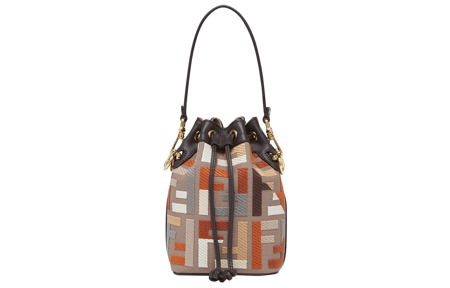 

FENDI Сумка-ведро Mon Tresor из хлопка с нейлоном, через плечо, кроссбоди, маленький размер, женская, мультиколор