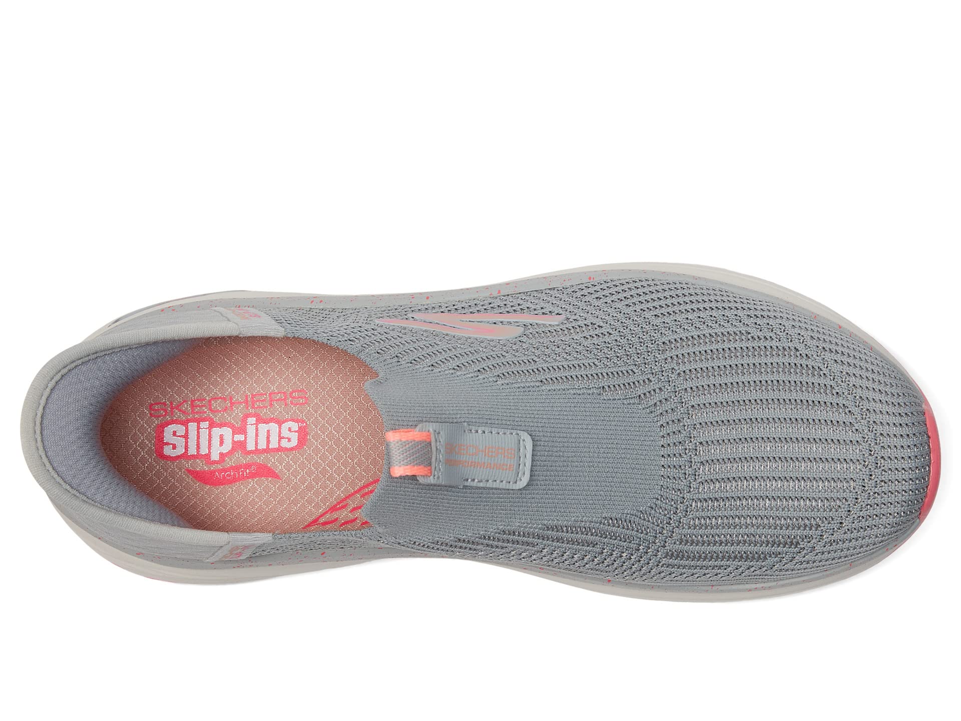 Кроссовки SKECHERS Max Cushioning Arch Fit Fluidity Hands Free Slip-Ins, Gray/Pink — фото 2