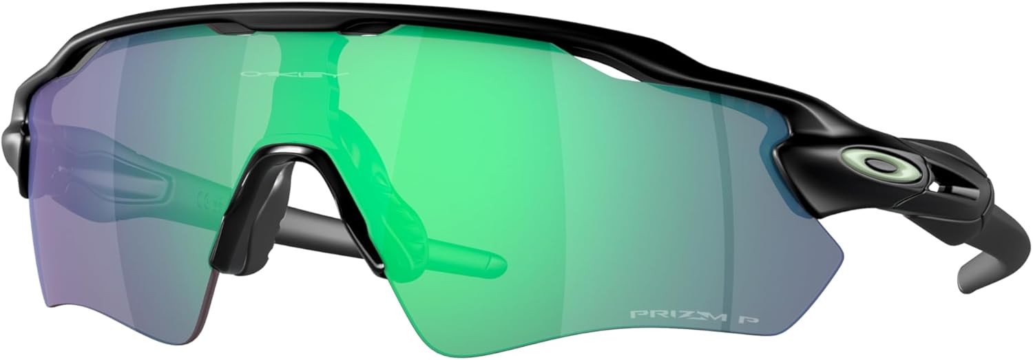 

Комплект солнцезащитных очков Oakley OO9208: OO 9208 RADAR EV PATH 9208F0 матово-черные/нефритовые Prizm, поляризованные поликарбонатные очки и большой красный ремешок