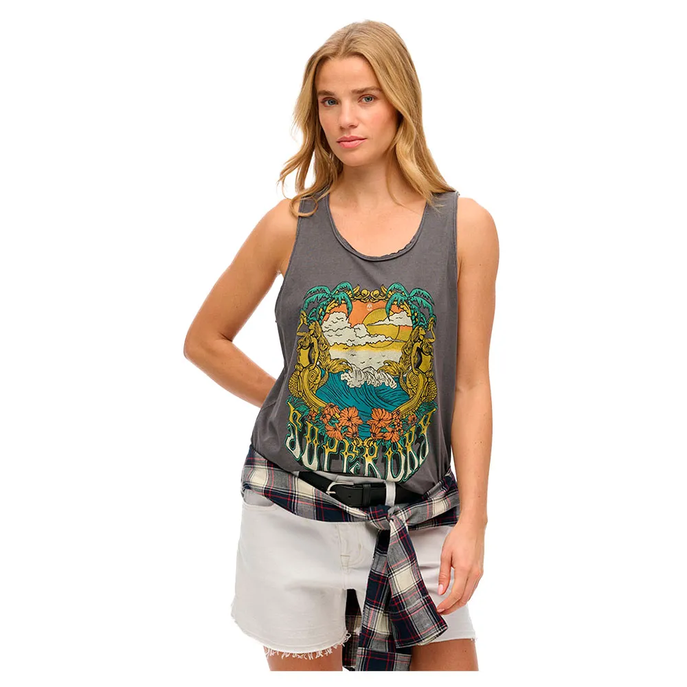 

Футболка без рукавов Superdry Psych Surf Graphic Racer, серый