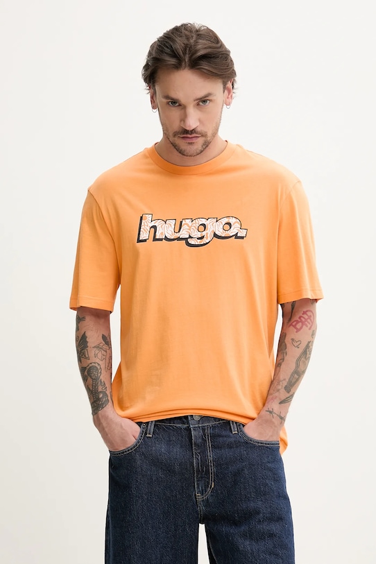 

Хлопковая футболка Hugo Blue, оранжевый